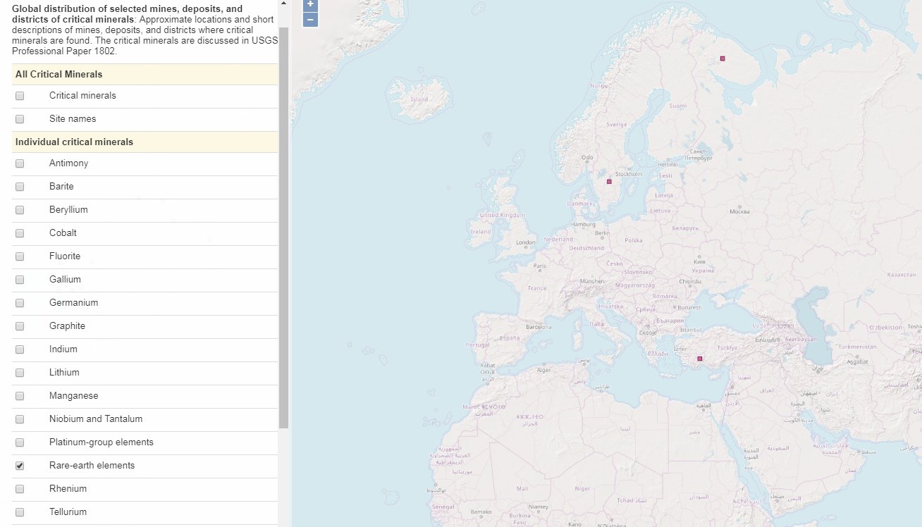 USGS Kritische Minerale interaktive Karte