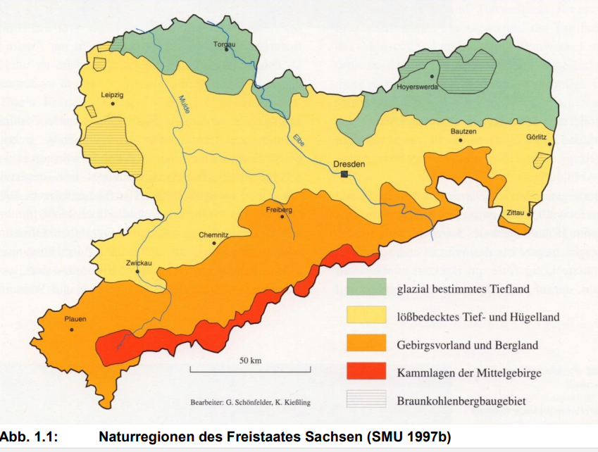 Naturregionen des Freistaats Sachsen